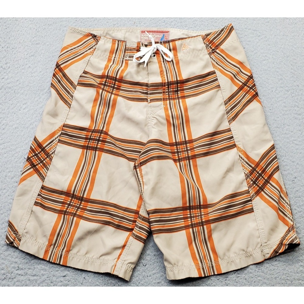 Wonderwall Board Shorts Mens 32 Multi Plaid Ocean Beach Surfing Drawstring Waist
